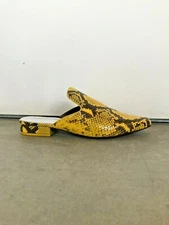 Zimmermann Slipper Mule Flats | Banana Snake Yellow Embossed Leather $700 RRP