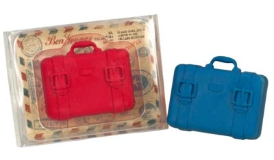 TRENDHAUS Radiergummi Bon Voyage Koffer blau/rot in Box 4 x 3,3 cm - 80628