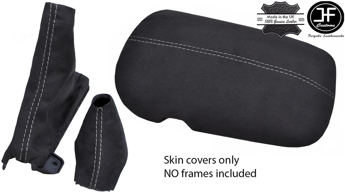 GREY STITCH CHARCOAL PU SUEDE AUTO BOOTS LID COVER SET FOR FORD 