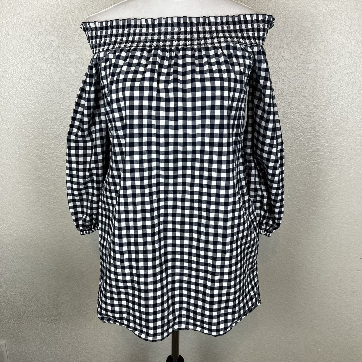 abercrombie blue gingham dress Abercrombie & Fitch babydoll smocked mini dress in blue gingham
