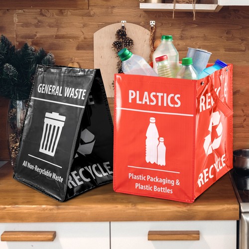 5 Pack Reusable Recycling Bags Paper Plastic Glass Large Recycle Household Waste - Picture 12 of 15