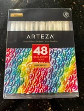 Arteza Real Brush Pens 48 Colours For Watercolour Painting With Flexible Nylon