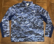 Men’s Huk Fishing Size XL Blue Lightning Performance 1/4 Zip Jacket Long Sleeve