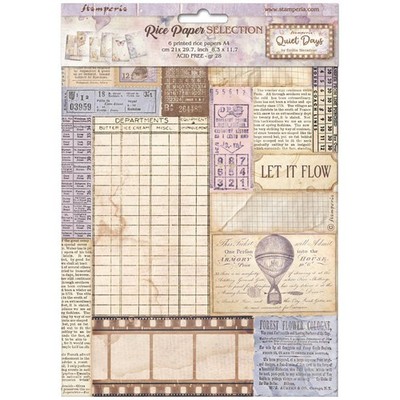 Stamperia Quiet Days A4 Rice Paper Pack Decoupage Paper Background Scrapbook