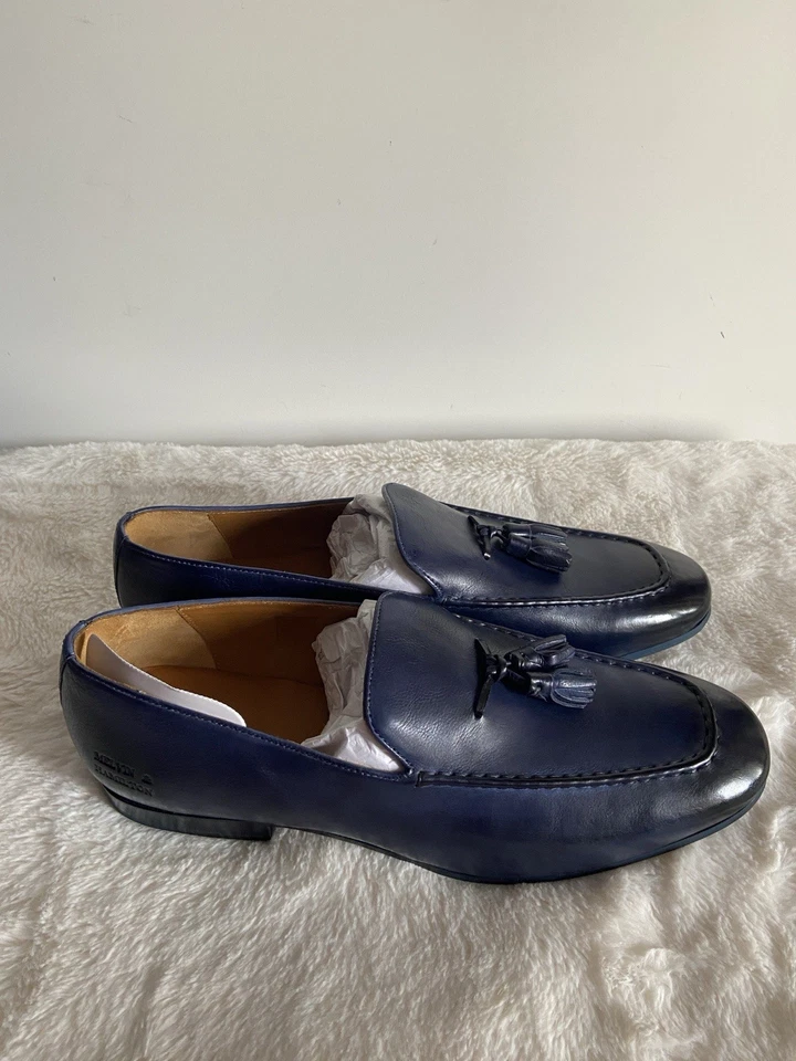 Neu Melvin & Hamilton Herren Slipper Loafers Gr. 44 Blau Leder Quasten NP219,90€ - Bild 4 von 4