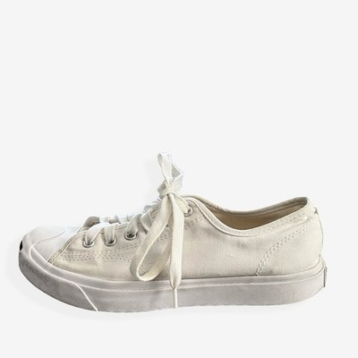 Converse Womens 8.5 Off White Canvas Jack Purcell Wedge Sneakers Low Top Casual