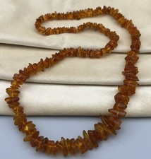 Vintage Baltic amber chip bead necklace 66cm 37g natural honey amber