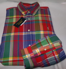 POLO RALPH LAUREN MEN'S L/S BUTTON UP SZ MED OXFORD SHIRT PLAID NWT