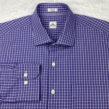 Peter Millar Dress Shirt Mens XL Purple/White Checks Long Sleeves