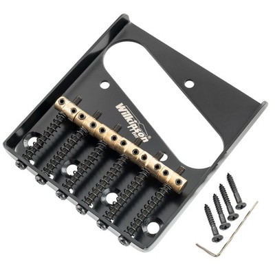 Wilkinson Black 54mm Vintage Bridge 6 Brass Barrel Saddle For Telecaster Guitar