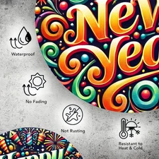 1pc Vintage New Year's Eve Wall Decor - Large 7.87x7.87 Inch (20x20cm) Durable A