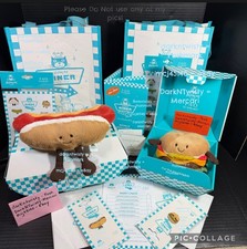 BNWT AUTH RECEIPT JELLYCAT DINER NYC AMUSEABLES BURGER HOTDOG SET +FREE JC OFFER