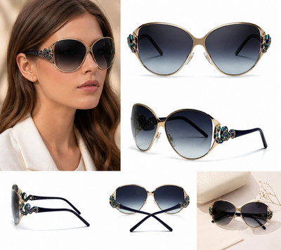 Roberto Cavalli Bellatrix 851S D55 Women's Sunglasses Gold Blue UV400