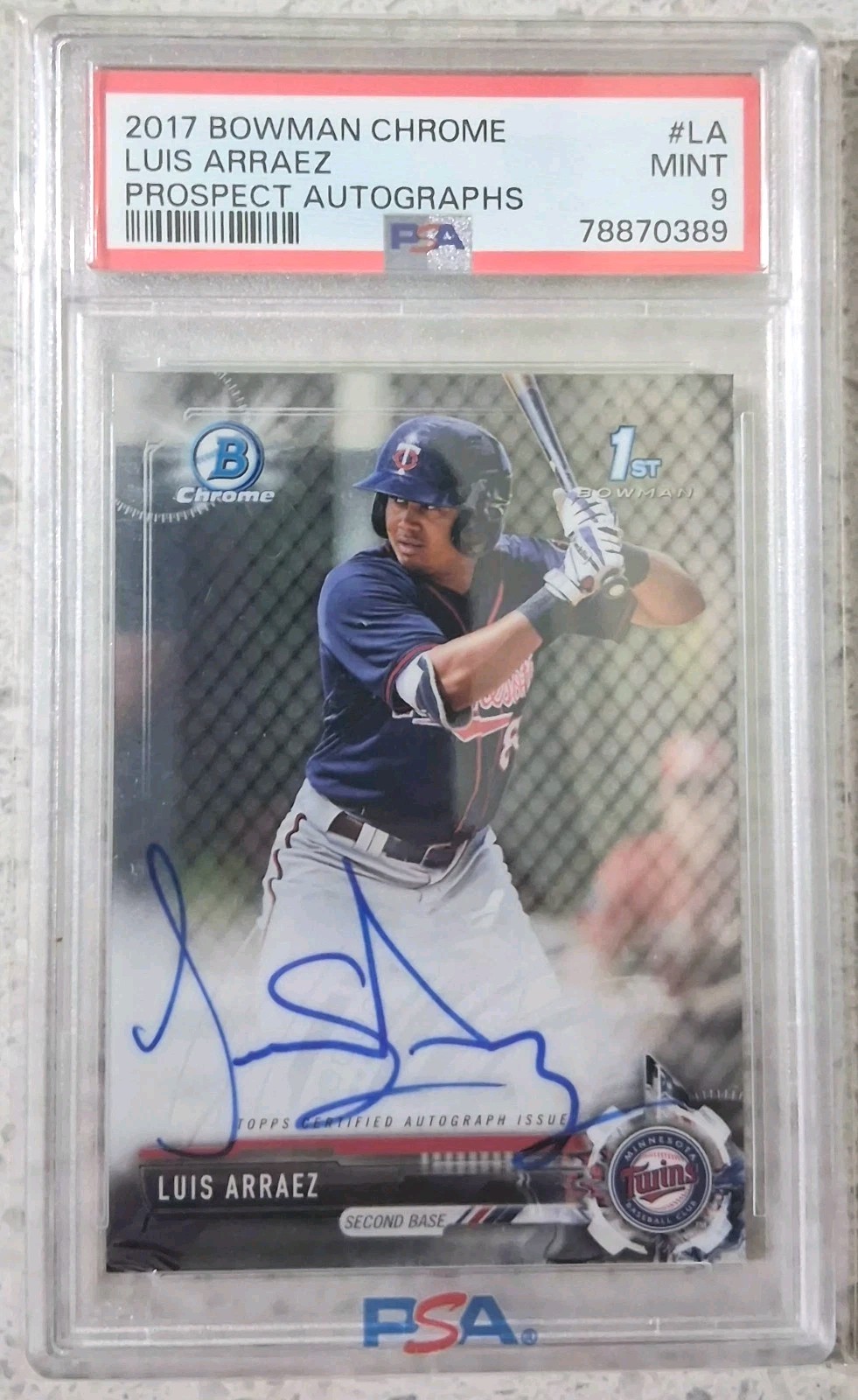 2017 1st Bowman Chrome Auto #CPA-LA Luis Arraez PSA 9