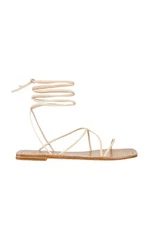 RAYE Grey Sandals in Nude 7.5 New with Box Womens Wrap Gladiator Slides Flats