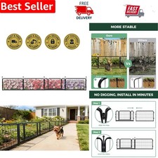 No-Dig 9.8ft Heavy Duty Metal Fence - 4 Panels for Dogs and Garden Protection
