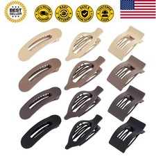 12 Pack Flat Hair Clips for Women-3 Styles Matte Neutral Flat Claw Clips, Bla...