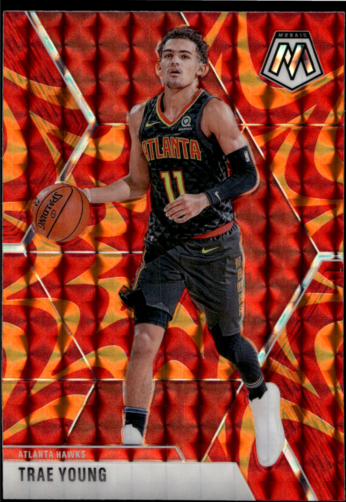 2019-20 Panini Basketball Mosaic Trae Young Reactive Orange #182 Atlanta Hawks