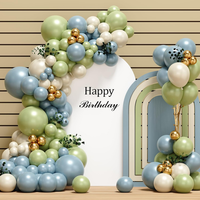SalbeigrüN Blau Luftballons Girlande Kit，116Pcs Ballonbogen-Set, GrüN Blau Weiß