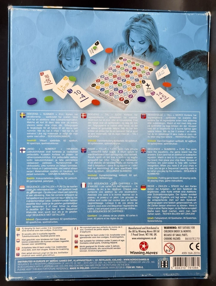 Sequence Numbers Board Game Nordic Games 2015 Num6ers Complete REPRINTED INSTRUC - Image 3 of 4