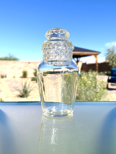 Large Glass Tiffin Franciscan Dakota Apothecary Candy Display Lidded Jar 10"