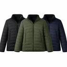 Mens Padded Jacket with Sherpa Fleece Lining Warm Zip up Puffer Coat S-2XL 2434