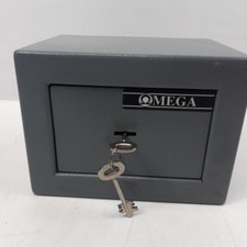 Secure Omega Key Lock Compact Safe Security Box Grey Metal With Keys