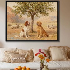 Golden Retriever Dog Oil Painting Canvas Print for Living Room Wall Decor