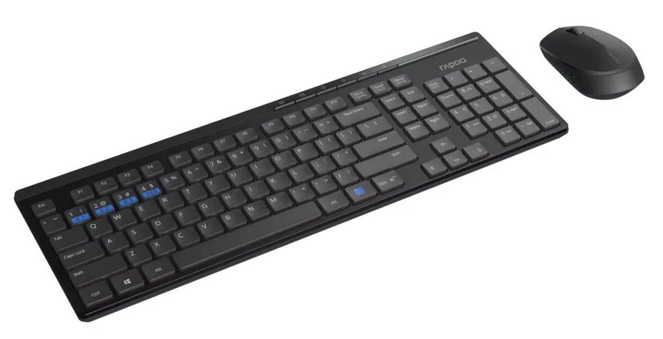 Rapoo 8100M Multi Mode Wireless Keyboard & Mouse Set UK QWERTY Layout Black - Image 3 of 4