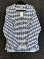 Susan Graver Women s BNWT Houndstooth Print Blue White Blazer Size 2X New