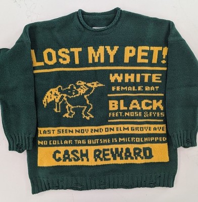 Maison Margiela Missing Poster Sweater Green/Yellow Distressed Virgin Wool