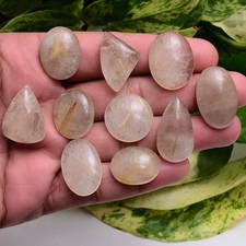 Set Of 10 Pcs Natural Golden Brown Rutile Quartz 20mm-28mm Untreated Gemstones