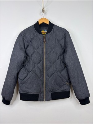 Eddie Bauer Bomber Jacket Men Medium Gray 1936 Skyliner Goose Down Winter Coat