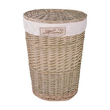 Wickerfield Shabby Chic Oval Wicker Laundry Basket with Lining and Lid
