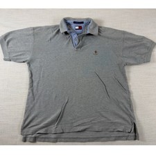 Tommy Hilfiger Mens Gray Cotton Pique Short Sleeve Polo Shirt Crest Logo