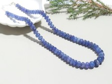 Natural 3-4MM Tanzanite Faceted Rondelle Gemstone Beads Handmade Necklaces 24''