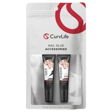 Curvlife Quick Drying 10g Semi Solid Nail Glue Gel with 10ml Remover Clear 