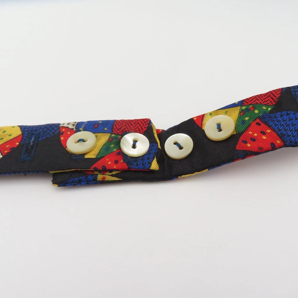 Pajarita Neiman Marcus Azul Amarillo Verde Bola 2.5" Ancho Auto Corbata Seda Foto 2 de 3