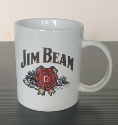 Jim Beam Coffee Cup Mug Distillery Liquor Bourbon Whiskey Double Sided Logo 
