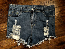 Windsor Jean Shorts Women's Size Large Cutoffs Button Fly Blue Denim Distressed