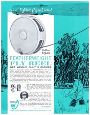 Weber Tackle Company Vintage Ad For FEATHERWEIGHT FLY REEL - E6L