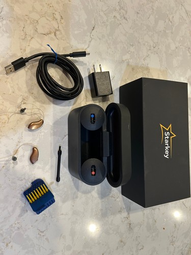 Starkey Genesis AI 24 rechargeable bluetooth ITE hearing aids 1 year old