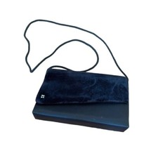 Vintage 1990s La Regale Satin and Velvet Black Evening Bag Clutch Shoulder Bag
