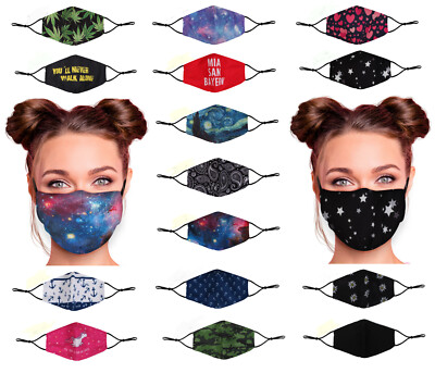 Gesichtsmasken Behelfsmasken waschbar, Ohrschlaufen verstellbar, Fach für Filter