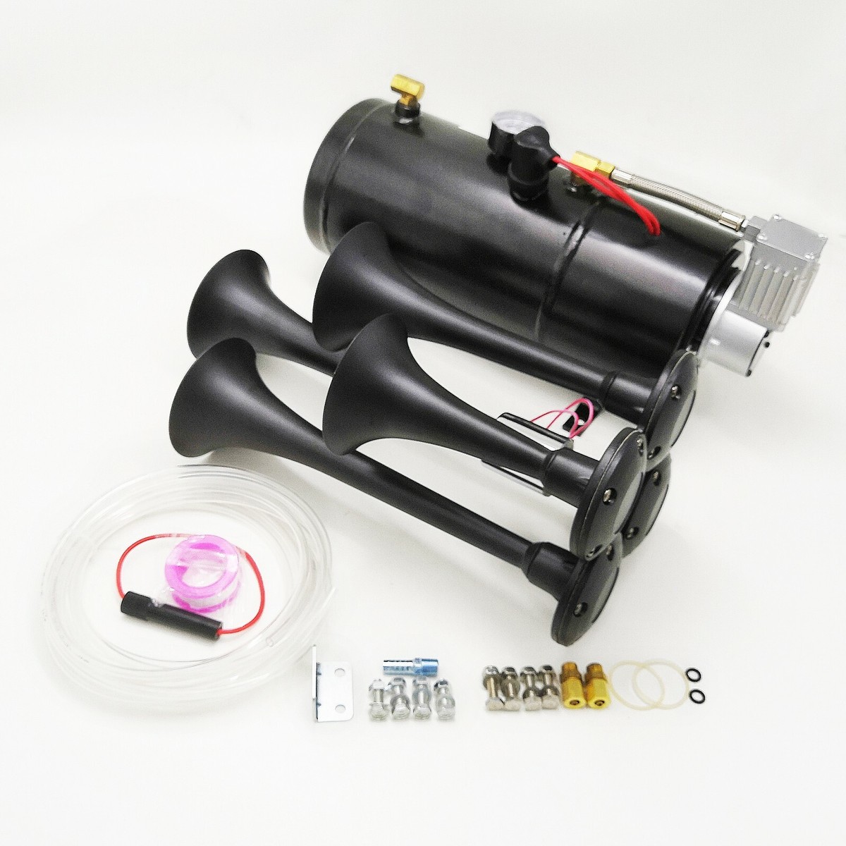 4-Trumpet Train Air Horn 150dB+ Air System Kit 150 psi For Truck