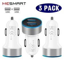 3 Pack Car Charger Dual USB Port 3.0 Quick Charge 3A Adapter Bulk Lot Wholesale