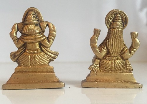 Estatua de latón Laxmi Ganesha miniatura pesada dios hindú Diwali Pooja Weath - Imagen 3 de 3