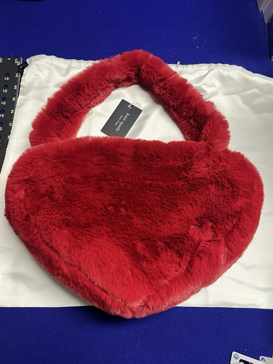 kate spade new york Luver フェイクファーハートトートバッグ KATE SPADE LUVER FAUX FUR HEART TOTE BAG NEW | eBay