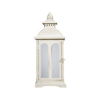 Laterne Country Creme Weiß Aus Metall Mit Rundbogenfenstern H43Cm Landhausstil