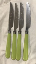 Green Avecado Handle Table Kitchen Knife ( Gibson ?) 4-pcs *Excellent Condition